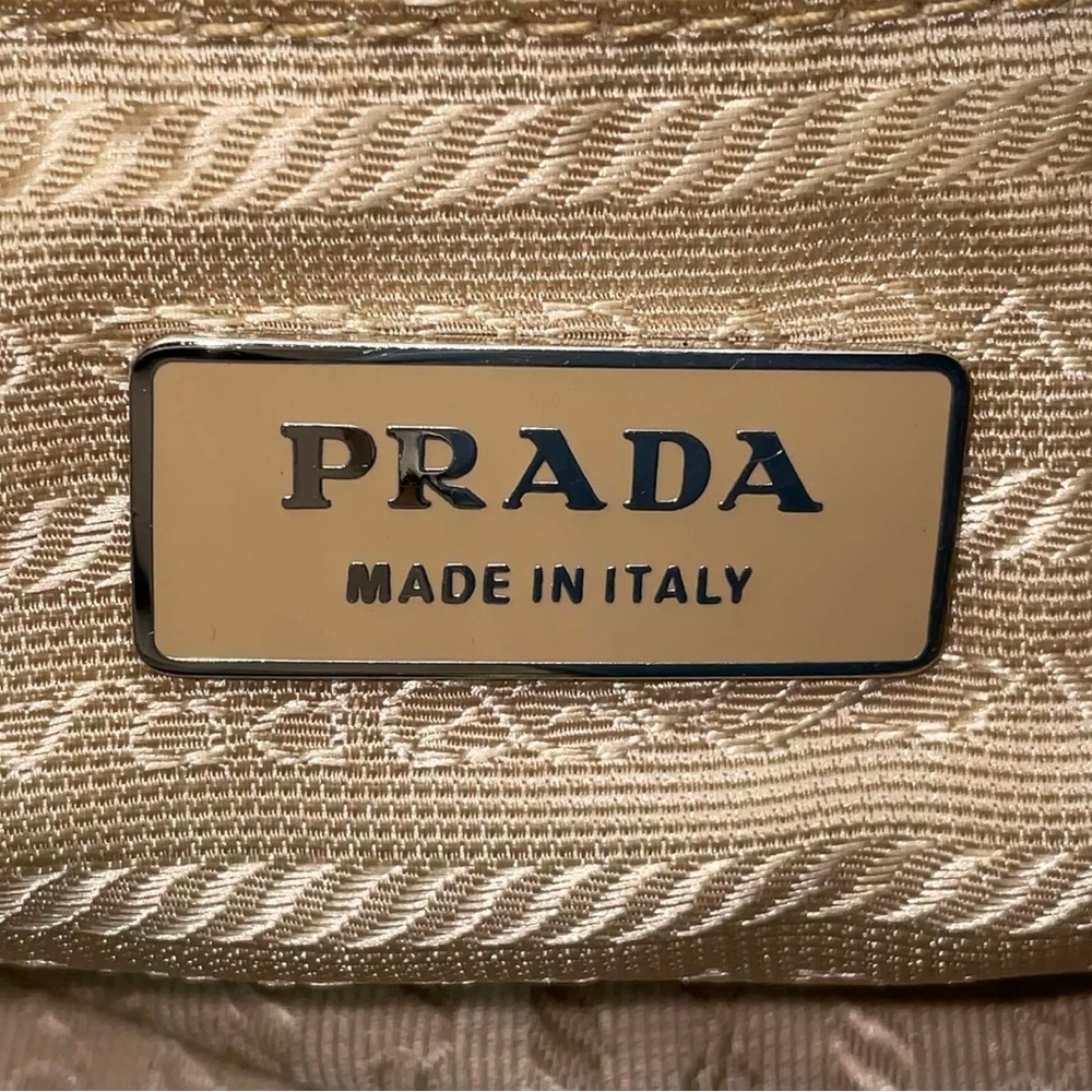 Prada Canapa canvas/leather blue moon and cream shoulder bag - Picture 15 of 16